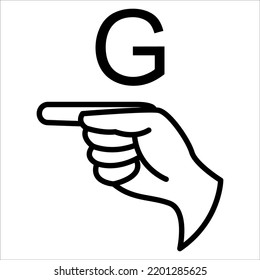 G hand sign - Deaf Language Hand Vector Signs - International Week of the Deaf 18 September - International Day of Sign Languages 23 September