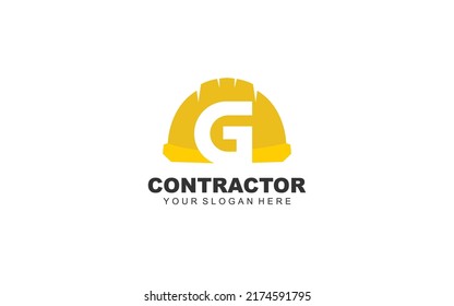 G hard hat logo design inspiration. Vector letter template design for brand