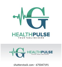 G Health Pulse Letter Logo Template Design Vector, Emblem, Design Concept, Creative Symbol, Icon
