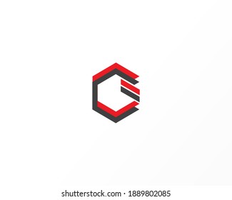 Concepto del logotipo de identidad de vector de línea G y Hexagon