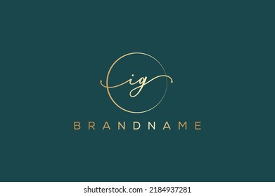 I G IG hand drawn logo of initial signature, fashion, jewelry, photography, boutique, script, wedding, floral and botanical creative vector logo template for any company or business.