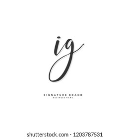I G IG Initial letter handwriting and  signature logo concept design