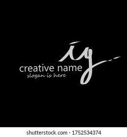 i g ig initial logo handwriting template vector. isolated black background