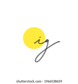 i g ig initial logo handwriting template vector