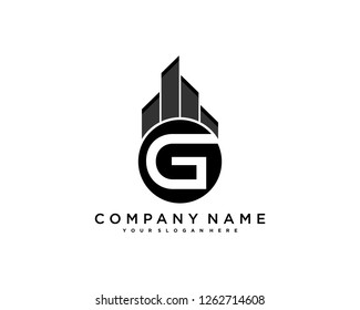 G Initial building logo concept - Vector