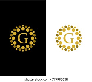 G initial circle gold icon logo vector eps 10