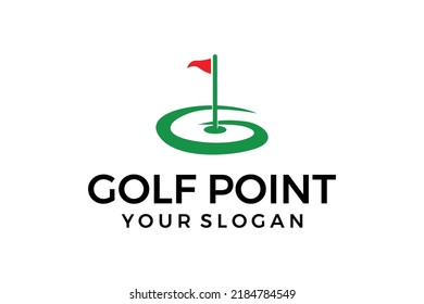 G Initial Golf Point Logo Design with flag logo design