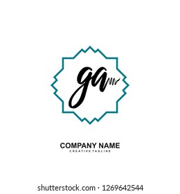 G A Initial Handwriting Logo Template Vector 