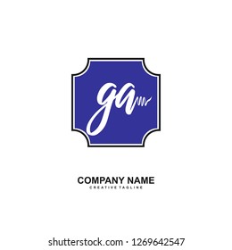 G A Initial Handwriting Logo Template Vector 
