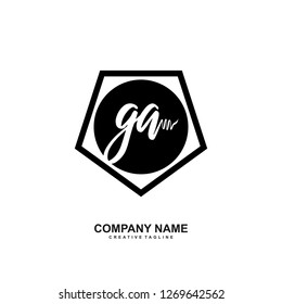 G A Initial Handwriting Logo Template Vector 