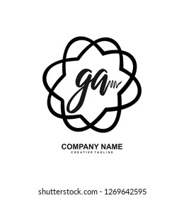 G A Initial Handwriting Logo Template Vector 