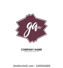 G A Initial Handwriting Logo Template Vector 