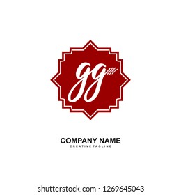 G G Initial Handwriting Logo Template Vector 