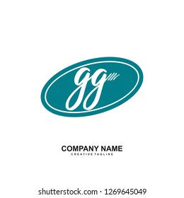 G G Initial Handwriting Logo Template Vector 