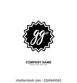 G G Initial Handwriting Logo Template Vector 