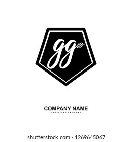 G G Initial Handwriting Logo Template Vector 