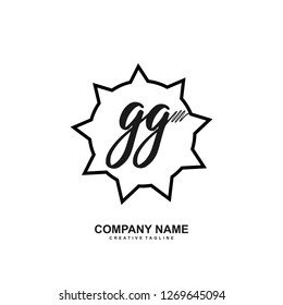 G G Initial Handwriting Logo Template Vector 