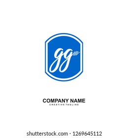 G G Initial Handwriting Logo Template Vector 