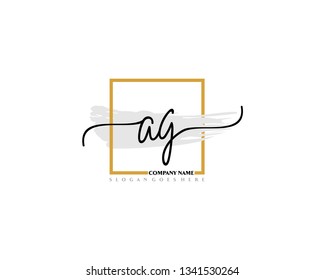 A G Initial Handwriting Logo Template