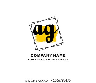 A G Initial Handwriting Logo Template