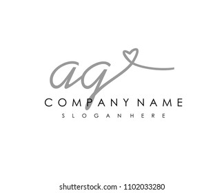 A G Initial handwriting logo vector