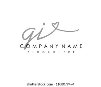 G I Initial handwriting logo vector
