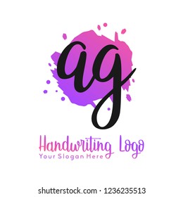 A G Initial handwriting logo vector