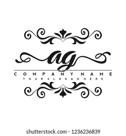 A G Initial handwriting logo vector