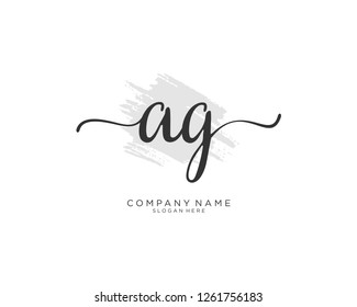 A G Initial handwriting logo vector