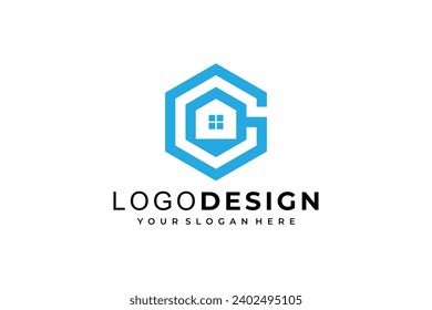 g casa inicial. plantilla de diseño de vectores hexagonal de logotipo.