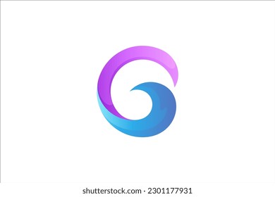 G initial G letter 3D logo design with wave element