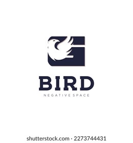 G Initial letter bird logo in simple minimalist negative space