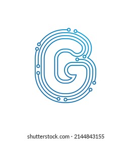 G initial letter Circuit technology illustration logo vector template