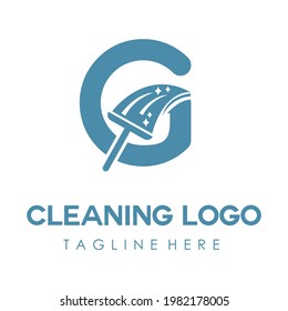 G Servicio de limpieza de letras iniciales Logotipo sencillo plano moderno con baño, icono de pincel. Hogar, Mantenimiento Reparación Hogar Marca Comercial. Empresa minorista de limpieza en casa