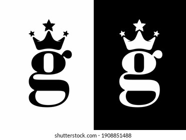 G letra inicial con logotipo en blanco y negro de la corona