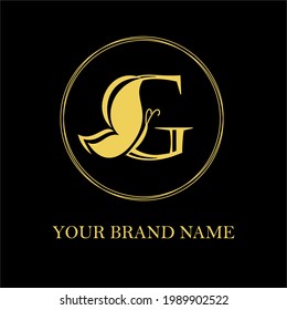G Initial Letter Feminine Modern Simple Luxury and elegant Logo with Butterfly for Fashion, Beauty Cosmetic, Salon, Skin Care and Spa Logotype