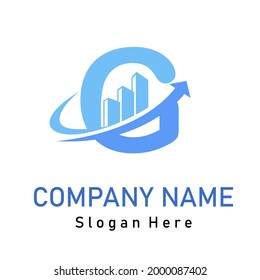 G Initial Letter Graph Upward Grow Up Logo Idea for Finance, Accountant, Management, Trading, Economy Business Company Brand Logo