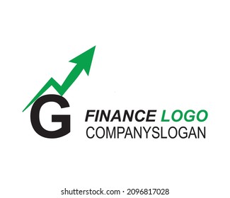 G Letra inicial flecha de crecimiento gráfico Logotipo Idea para finanzas, contabilidad, gestión, comercio, economía Logo de marca de la empresa, empresa financiera y de marketing, ilustración vectorial