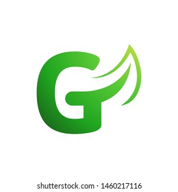 G initial letter with leaf logo template vector icon design