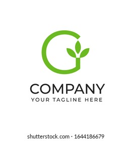 G initial letter with leaf plant shape logo template, vector file eps 10 text and color is easy to edit