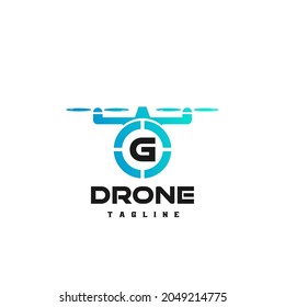 G Logo de la carta inicial para la tienda de drones. Logo para la tienda de drones, logo de drones con inicial.