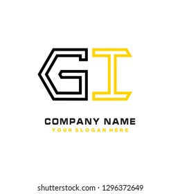 G I initial letter, modern logo design template vector