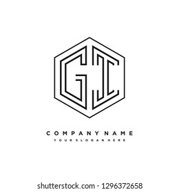 G I initial letter, modern logo design template vector