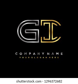 G I initial letter, modern logo design template vector