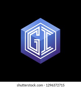 G I initial letter, modern logo design template vector