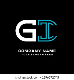 G I initial letter, modern logo design template vector