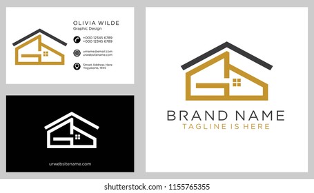 G initial logo with business card vector template