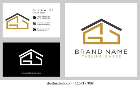 G initial logo with business card vector template