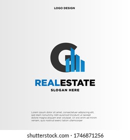 G Concepto inicial de logotipo con vector de plantilla de construcción.