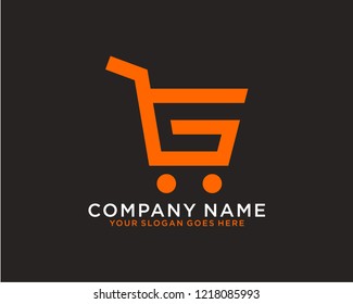 G Initial logo concept with shopping cart template vector